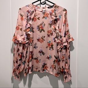 Zara Pink Floral Top with Ruffles